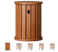UIHECTA Taburetes Nido de Madera, Juego de Taburetes Apilables 4/6, Versátil como Mesita Auxiliar, Mesita de Noche, Mesa de Café, para Sala, Dormitorio, Balcón,002 Set of 4,Without Wheels