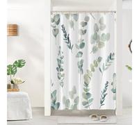 Uiiooazy Cortina de Ducha de Hoja Verde, Cortinas de Ducha Eucalipto Planta Cortinas de Baño Antimoho Impermeable Lavable Tejido de Poliéster Estampado Cortina Baño con Ganchos 150x180cm