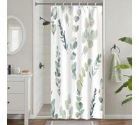 Uiiooazy Cortina de Ducha de Hoja Verde, Cortinas de Ducha Eucalipto Planta Cortinas de Baño Antimoho Impermeable Lavable Tejido de Poliéster Estampado Cortina Baño con Ganchos 90x180cm