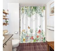Uiiooazy Cortina Ducha Eucalipto, Cortina de Ducha Hojas di Palma Mariposa Champiñón Flores Cortinas de Baño Antimoho Impermeable Lavable Tejido de Poliéster Cortinas de Ducha con Ganchos 150x180cm