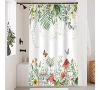 Uiiooazy Cortina Ducha Eucalipto, Cortina de Ducha Hojas di Palma Mariposa Champiñón Flores Cortinas de Baño Antimoho Impermeable Lavable Tejido de Poliéster Cortinas de Ducha con Ganchos 120x200cm
