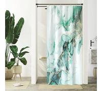 Uiiooazy Cortina Ducha Verde Esmeralda, Cortina de Ducha Mármol Efecto Abstracta Arte Moderno Cortina de Ducha Anti Moho Impermeable Polyester Lavable Cortina de Baño con Ganchos 90x180cm