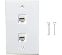 Uikdjgu 1 Paquete de Placa de Pared Ethernet de 2 Puertos, Cat6 Hembra a Hembra Conector de Pared RJ45 Acoplador en LíNea Salida de Pared,