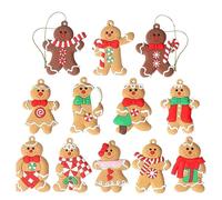 Uikdjgu 12 Piezas de Adornos NavideñOs, Figuras de Pan de Jengibre de PláStico Variadas, Adornos para Decoraciones Colgantes de áRboles de Navidad