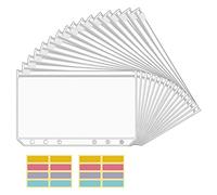 Uikdjgu 16 Piezas A6 Carpeta con Bolsillos 6 Agujeros Presupuesto Dinero en Efectivo Sobres Carpetas Transparentes con Cremallera para Carpeta de Presupuesto de 6 Anillas Cuaderno