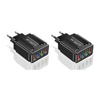 Uikdjgu 2X 45W 4 USB Cargador RáPido USB 3.0 Cargador de TeléFono Móvil Cargador de Viaje RáPido Adaptador Estándar Cabeza de Carga de TeléFono-Enchufe de la UE