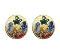Uikdjgu 2X Criaturas MíTicas Antiguas Moneda de la Suerte Boleto de LoteríA Herramienta Rascador Amuletos de la Suerte Moneda de DesafíO