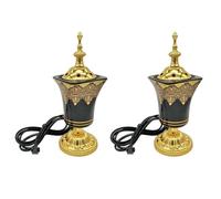 Uikdjgu 2X Quemador de Incienso Eléctrico, Soporte de Incienso, Incensario ÁRabe Vintage, Adorno para Hogar, Oficina, Yoga, SPA, Enchufe Europeo