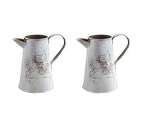 Uikdjgu 2X Regadera JarróN Jarra Francesa DecoracióN del Hogar Florero de DecoracióN de JardíN Arreglo de Flores de Hierro FabricacióN de Flores Jardinería 17Cm