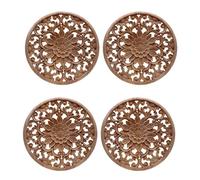 Uikdjgu 4X Flor Tallada Tallado de Apliques Redondos de Madera para Mueble Gabinete Sin Pintar Molduras de Madera CalcomaníA Estatuilla Decorativa