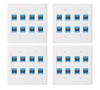 Uikdjgu 4X Placa de Pared Ethernet 8 Puertos - Doble Banda Cat6 RJ45 Conector Cable de Red Placa Frontal Hembra una Hembra - Azul