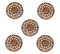 Uikdjgu 5X Flor Tallada Tallado de Apliques Redondos de Madera para Mueble Gabinete Sin Pintar Molduras de Madera Calcomanía Estatuilla Decorativa