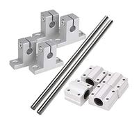 Uikdjgu Horizontal 8Mm Rodamiento de Bolas de Movimiento Lineal Dia Buje Deslizante 200Mm Eje Lineal Eje óPtico con Varilla Conjunto de Soporte de Riel