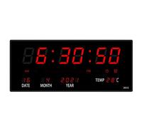 Uikdjgu Reloj ElectróNico con Calendario Perpetuo LED Reloj de Pared Digital Alarma Cada Hora Timbre Temperatura Relojes de Mesa Oficina Casa Rojo