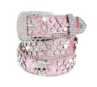 uikios 1. Cinturón ajustable de piel sintética con diamantes de imitación estilo punk para hombres y mujeres, uso diario, con diamantes de imitación, a, Talla única