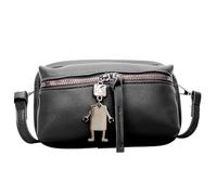 uikios Bolso cruzado flexible con forma de caja, longitud modificable, cinturón permanente, de poliuretano, sustancia diaria, esencial, a la moda, rudimentos cruzados, Black