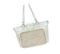 uikios Bolso de hombro de piel sintética para uso diario, convención, viajes, pasajeros delgados, White