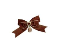 uikios Broche vintage de terciopelo con lazo en forma de corazón para elegantes estilos franceses, accesorios de moda, 7X11CM, Correa de terciopelo, aleación
