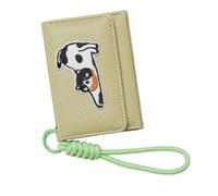 uikios Cartera plana de personajes de dibujos animados de gatos, resistente a la abrasión, ranuras para tarjetas de acceso rápido, estilo de muñeca, cartera de gatos lindos con correa corta, verde