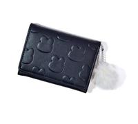 uikios Cartera simple de piel sintética para mujer, cartera corta, pequeña, triple tarjetero, bolsa compacta, Black, as pics show