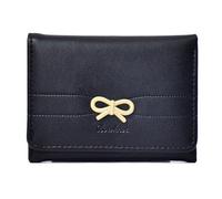 uikios Carteras compactas para mujer, de piel sintética, con cierre de triple pliegue, monederos para tarjetas de crédito, monederos de viaje, Black, as pics show
