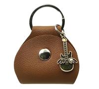 uikios Contenedor para púas de guitarra, accesorios de guitarra, bolsillo para púas, cartera para púas de guitarra, bolsa para púas de guitarra, textura de poliuretano, marrón/dorado, 6.6x5.1cm