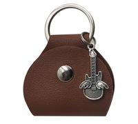 uikios Contenedor para púas de guitarra, accesorios de guitarra, bolsillo para púas, cartera para púas de guitarra, bolsa para púas de guitarra, textura de poliuretano, Marrón-plateado, 6.6x5.1cm