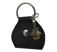 uikios Contenedor para púas de guitarra, accesorios de guitarra, bolsillo para púas, cartera para púas de guitarra, bolsa para púas de guitarra, textura de poliuretano, negro/dorado, 6.6x5.1cm