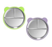 uikios Cuenco de acero inoxidable para mascotas con base de silicona antideslizante, plato poco profundo para perros pequeños y gatos, cuenco protector de goma para mascotas