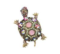 uikios Elegantes broches de tortugas con diamantes de imitación, unisex, textura de aleación, adecuados para atuendos de moda, 6.1*4cm, Metal