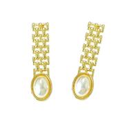 uikios Elegantes pendientes de perlas con detalles, cómodos aretes adecuados para añadir encanto a varios atuendos, 1.3*4.8cm, Metal