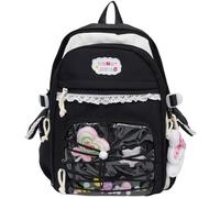 uikios Mochila escolar moderna con vista de reticulación sofisticada, adornos con colgante, tela resistente a la intemperie, multifuncional, compartimentación, comodidad, resolución de transporte