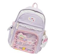 uikios Mochila escolar moderna con vista de reticulación sofisticada, adornos con colgante, tela resistente a la intemperie, multifuncional, compartimentación, comodidad, resolución de transporte