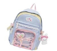 uikios Mochila escolar moderna con vista de reticulación sofisticada, adornos con colgante, tela resistente a la intemperie, multifuncional, compartimentación, comodidad, resolución de transporte