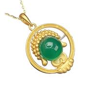 UILENAWEB Colgante de Collar Buda Jade Natural Plata Ley S925, Amuleto Riqueza la Suerte for meditación Chakra Reiki, Unisex 14x22 mm 1 Pieza