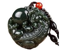UILENAWEB Collar de Amuleto Feng Shui Pi Xiu, Colgante Jade hetiano Natural Hecho a Mano for la Riqueza Prosperidad, Regalo meditación Reiki Chakra 1 Pieza