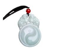 UILENAWEB Collar de Tai Chi Doble pixiu jadeíta Esmeralda Natural, Amuleto Riqueza Feng Shui for la Prosperidad, Amor y Suerte, Regalo con Colgante Cristal Unisex 1 Pieza