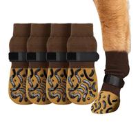 UILYNIU 2 Pares Calcetines Antideslizantes para Perros con Correas Ajustables, Protector de Patas Suave Que Evita Resbalones y Lamidos (Marrón)