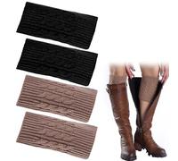 UILYNIU 2 Pares calentadores de piernas de punto para mujeres y niñas Tejidos Cálidos Calientapiernas Cortas Ganchillo Cubierta calentadores de rodilla cálidos para botas de invierno.