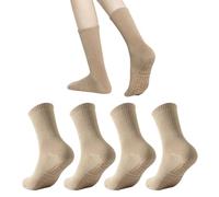 UILYNIU 2 Pares Comodos Calcetines Yoga Pilates Para Mujeres y Hombres, Calcetines Deporte, Calcetines Largos Antideslizantes para Yoga, Barra, Ballet, Baile, Entrenamiento Descalzo, Gimnasio (Marrón)