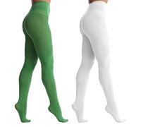 UILYNIU 2 Pares Medias Verdes y Coloridas, Medias de Elfo para Mujer, Disfraz de Elfo, Medias Irlandesas para San Patricio (2 Pares)