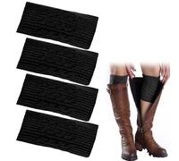 UILYNIU 2 Pares Negro calentadores de piernas de punto para mujeres y niñas Tejidos Cálidos Calientapiernas Cortas Ganchillo Cubierta calentadores de rodilla cálidos para botas Talla única