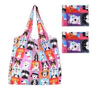 UILYNIU 2 Piezas Bolsa Compra Plegable con Estampado de Perros, 46 x 40 cm Bolsa de Tela Bolso Tote para Compras, Bolsa de Compra Impermeable Reutilizable para Viajes Trabajo Gimnasio