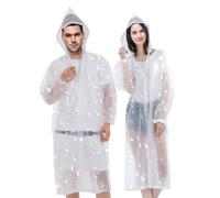 UILYNIU 2 Piezas Chubasqueros Impermeable Chubasquero para Mujeres y Hombres, Chubasquero de Viaje Reutilizable con Capucha y Mangas, Poncho de Lluvia Impermeable, para Camping y Festival (Blanco)