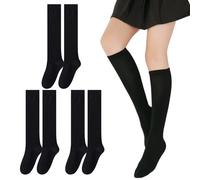 UILYNIU 3 Pares de Calcetines Hasta la Rodilla de Algodón Calcetines Largos Unisex, Calcetines Casuales, Calcetines Altos Mujer Cosplay, Calcetines Altos Hasta para Hombres y Mujeres (Negro)