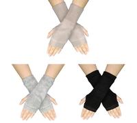 UILYNIU 3 Pares de Guantes Sin Dedos para Mujer, Guantes de Invierno, Mitones Cálidos de Medios Dedos, Guantes Térmicos Sin Dedos, Guantes de Medio Dedo de Punto para Hombre y Mujer (Multicolor)