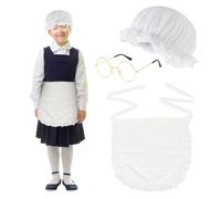 UILYNIU 3 Piezas Accesorios de Disfraz de Criada para Niñas Mujer, Gorro de Criada Blanco Delantal de Criada Gafas Redondas, Set de Disfraz de Camarera para para Fiesta Halloween Navidad (3PCS)