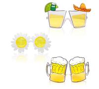 UILYNIU 3 Piezas Hawaianas Fiesta Gafas, Gafas de Sol de Fiesta, Gafas Fiesta Tropical, Novedad Gafas de Sol, Fiesta Gafas, Gafas de Carnaval, Apoyos de Cabina de Foto de Fiesta (Multicolor)