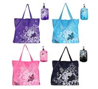 UILYNIU 4 Piezas Bolsa Plegable, Ligero para Supermercado con Bolsillos, Tote Bag para Compras, Caminatas, Trabajar y Viajar