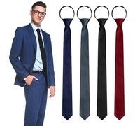 UILYNIU 4 Piezas Corbatas de Hombre, Clásico Formal Preatada Corbatas con Cremallera Ajustable, Accesorios Ropa Hombre Corbata Perezosa para Corbata Formal de Negocios, Graduación, Uniformes (4PCS)